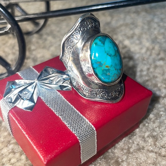 Sterling silver ring blue turquoise - Picture 3 of 5